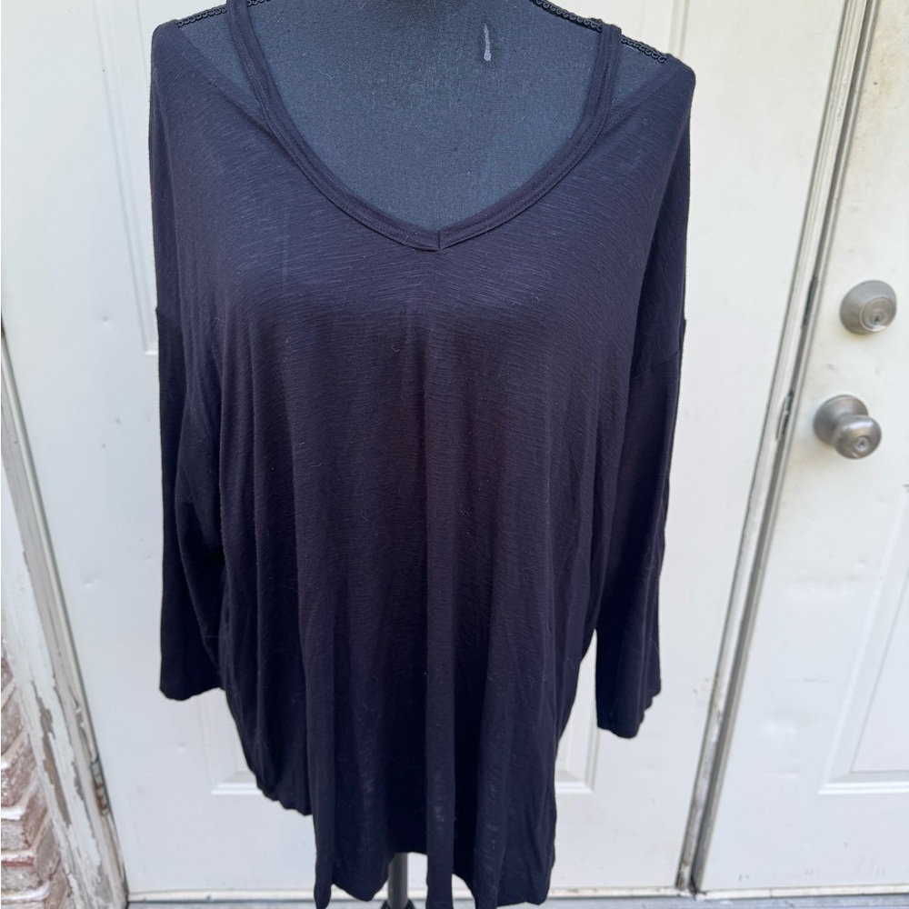 Matty M, Long Sleeves, Cold Shoulder, Black, Tunic, Size XL